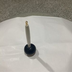 Vintage brass and stone tilt pen holder.  Bower pen.